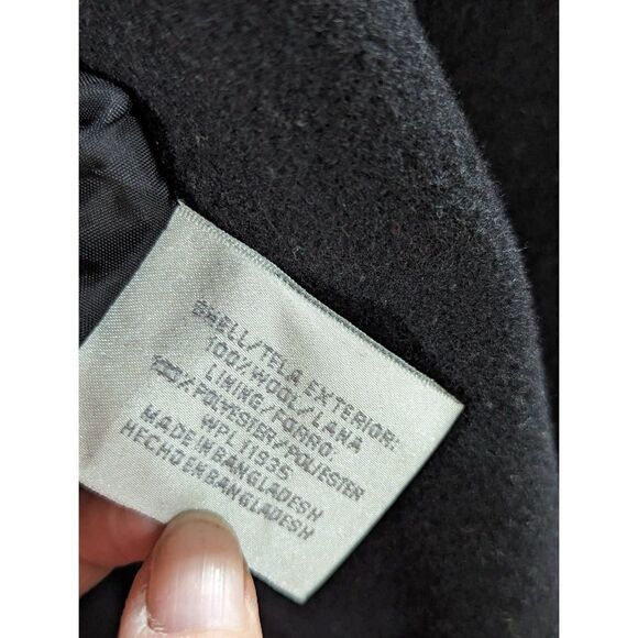 Worthington Women's Black Long-Sleeve Button-Front 100% Wool Long Coat Jacket La - Picture 5 of 6